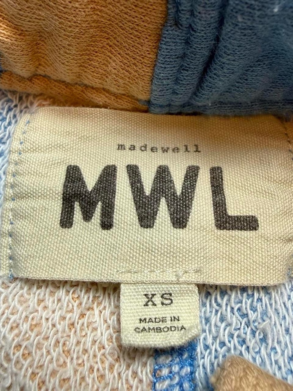 Madewell MWL Striped Pull-On Shorts Blue & Tan Womens Size XS High Rise - Picture 6 of 8